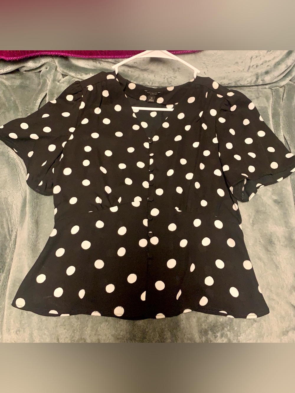 Ann Taylor Petite Polka Dot Blouse
